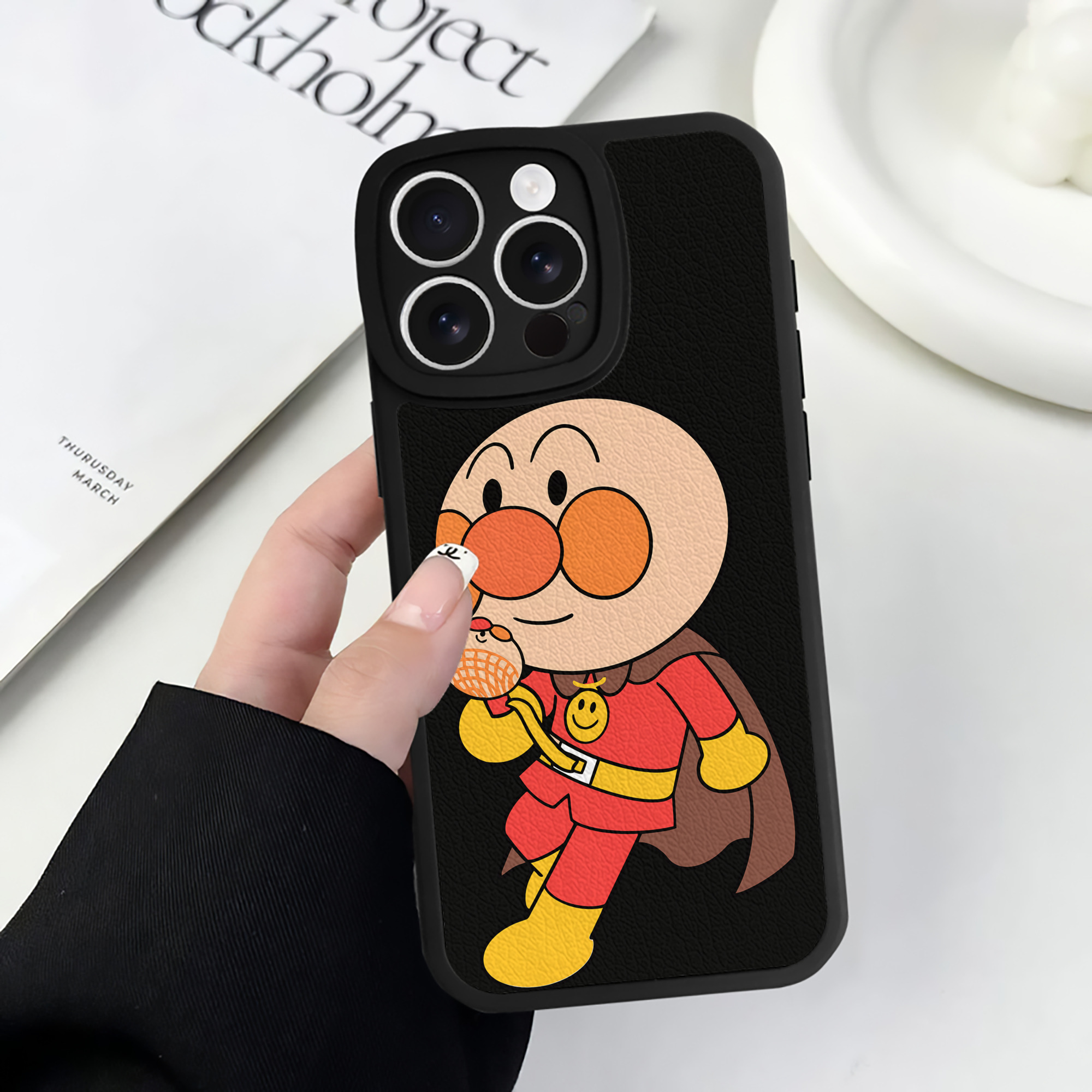 （画像用） アンパンマン Anpanman 【iPhone 16シリーズ対応】シリコンスマホケース（レザー調） 材質：シリコン